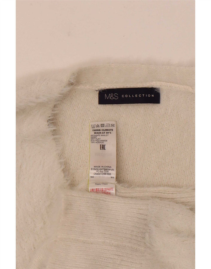 Marks & Spencer Pull col en V pour femme UK 12 Medium Off White