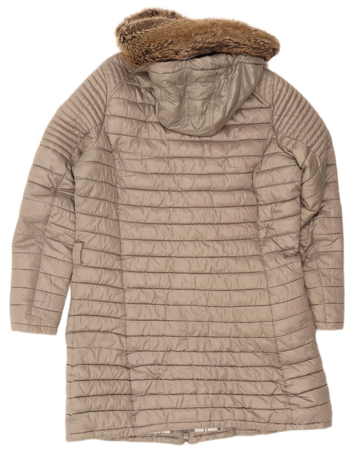 Barbour Manteau rembourré à capuche pour femme UK 14 Large Gris Polyester