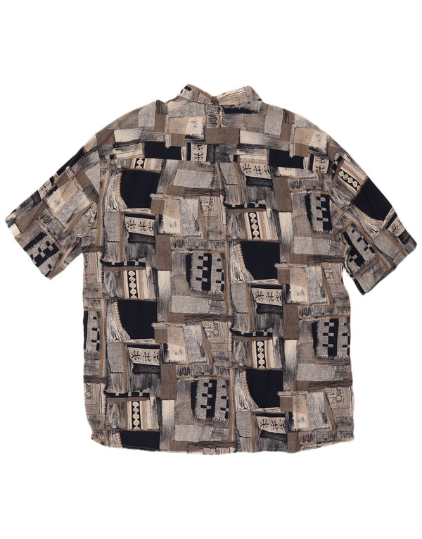 VINTAGE Chemise à manches courtes homme Taille 46 2XL Gris Patchwork