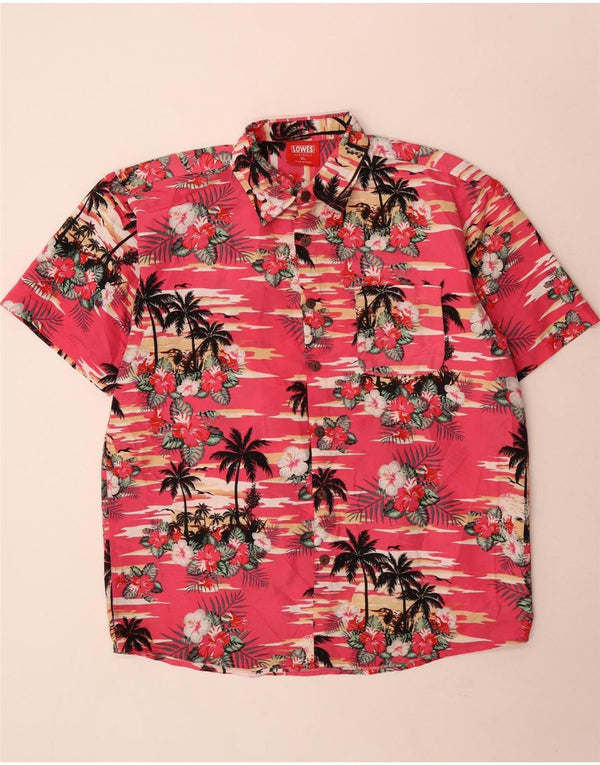 Lowes Chemise hawaïenne à manches courtes pour homme XL Rose Floral Polyester