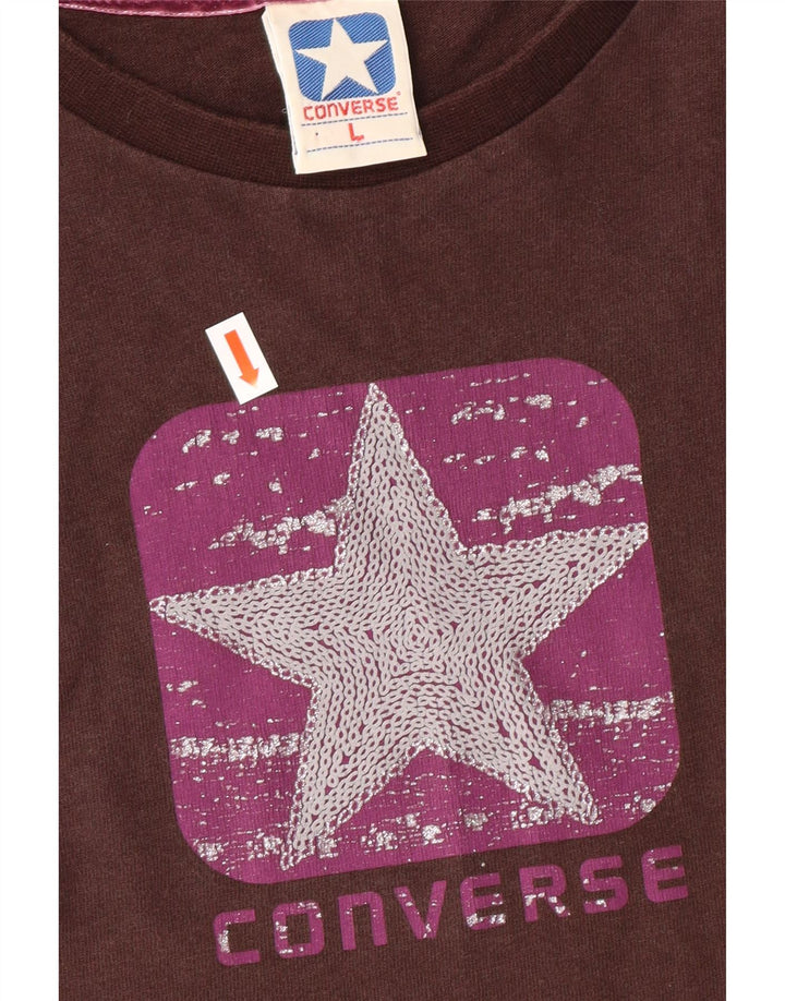 CONVERSE Haut graphique à manches longues pour fille 13-14 ans Large Marron Coton
