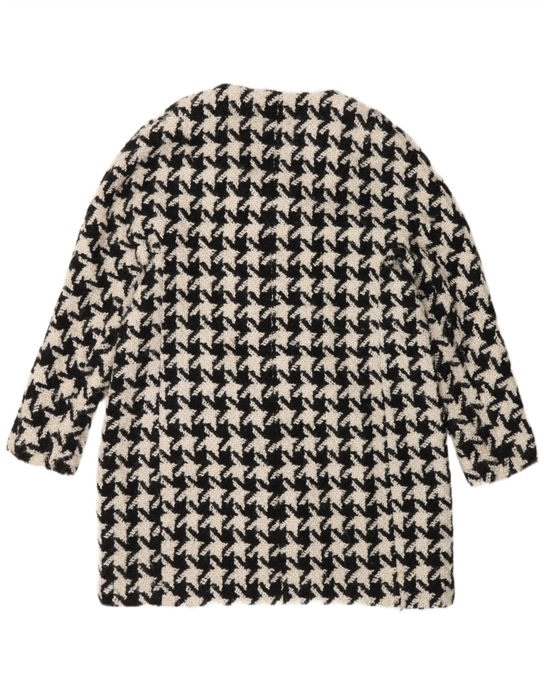 Zara Femme Pardessus UK 16 Grande Laine Pied-de-Poule Noir