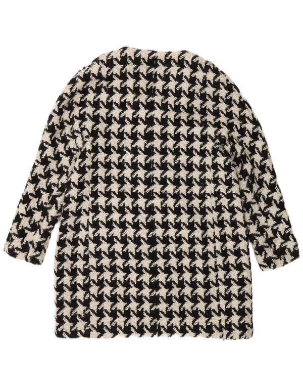 Zara Femme Pardessus UK 16 Grande Laine Pied-de-Poule Noir