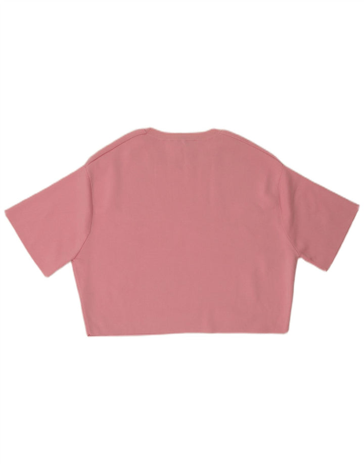 Zara Womens Crop Top UK 14 Nylon Rose Moyen