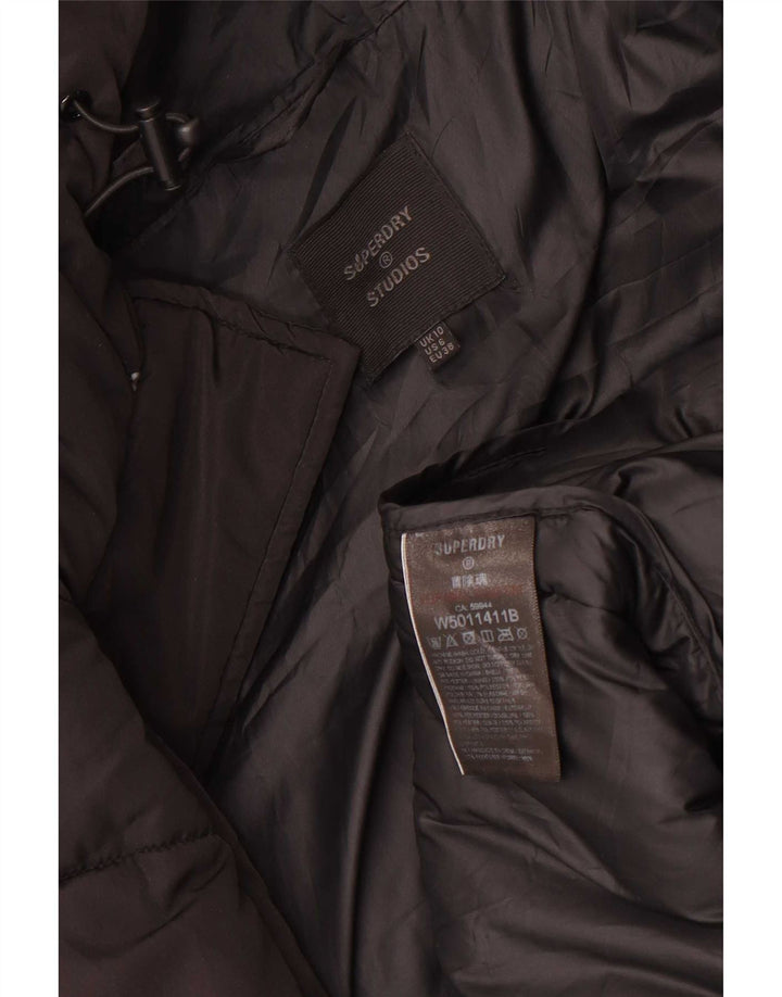Superdry Manteau matelassé surdimensionné à capuche pour femme UK 10 Small Noir Polyester