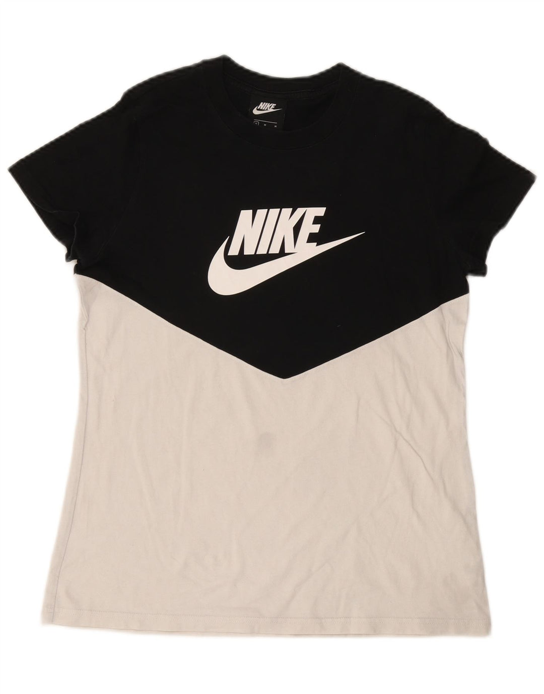 NIKE T-shirt graphique pour femme UK 12 en coton color block blanc moyen