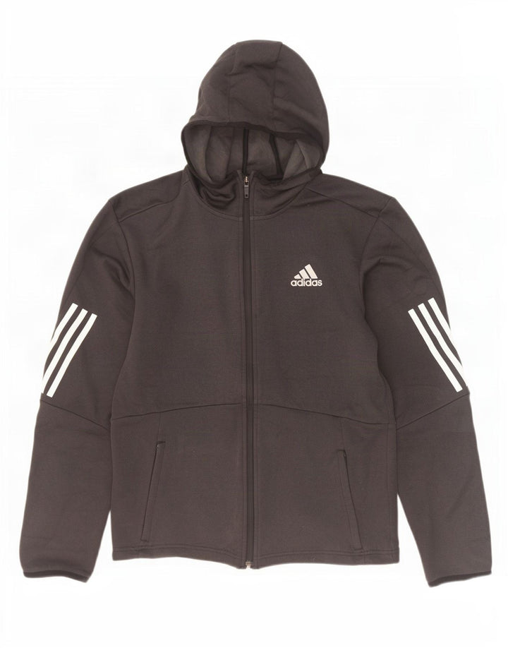 Adidas Pull à capuche zippé Aeroready pour homme, petit, gris, polyester