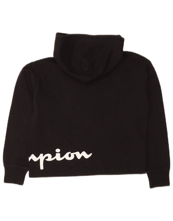 Champion Pull à capuche court graphique pour garçon 9-10 ans en coton noir moyen
