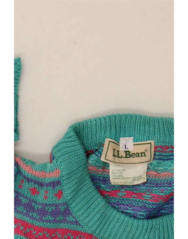 L.L.Bean Pull à col rond pour homme en laine Fair Isle multicolore