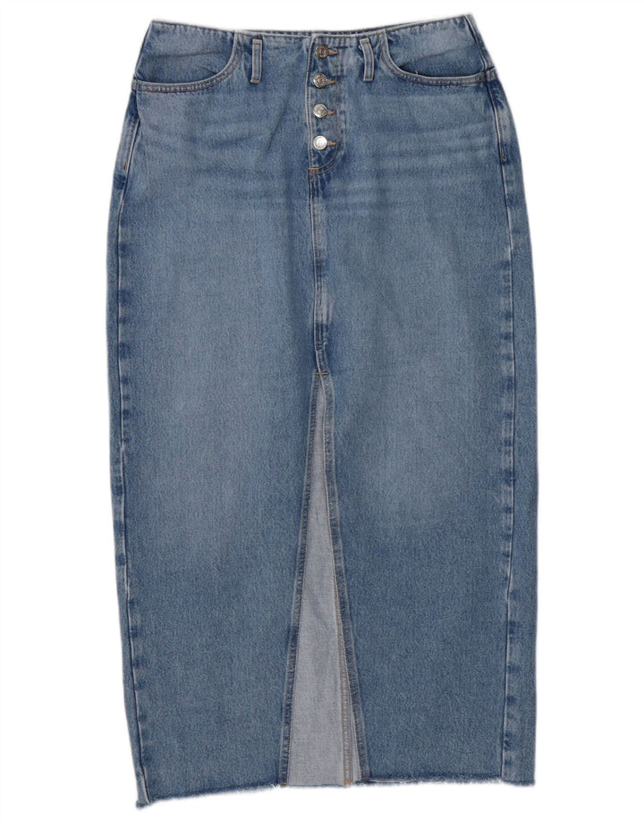 ZARA Femme Jupe En Jean Large W32 Bleu Coton