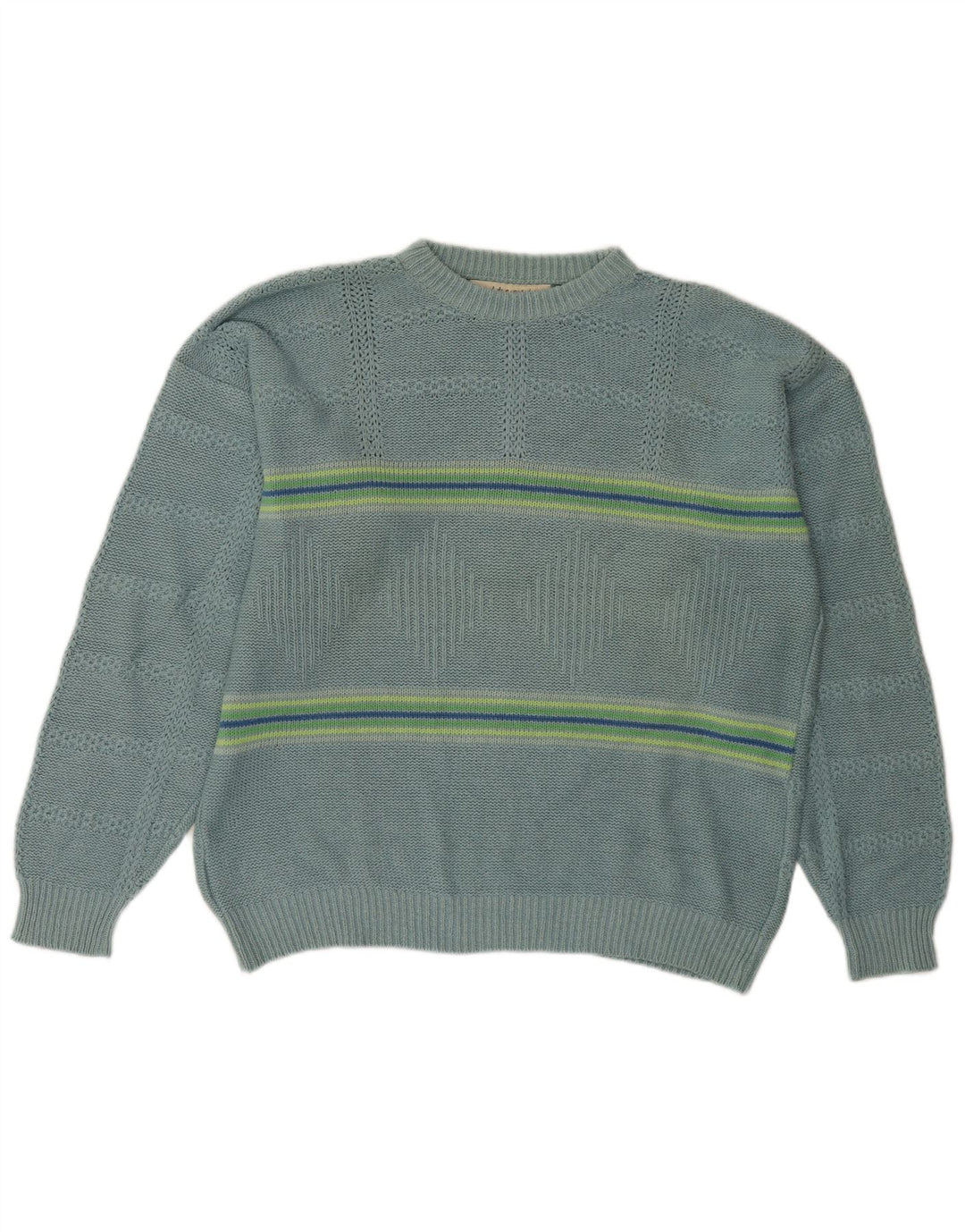 I Maschi Pull col rond pour homme IT 50 en soie rayée turquoise moyen