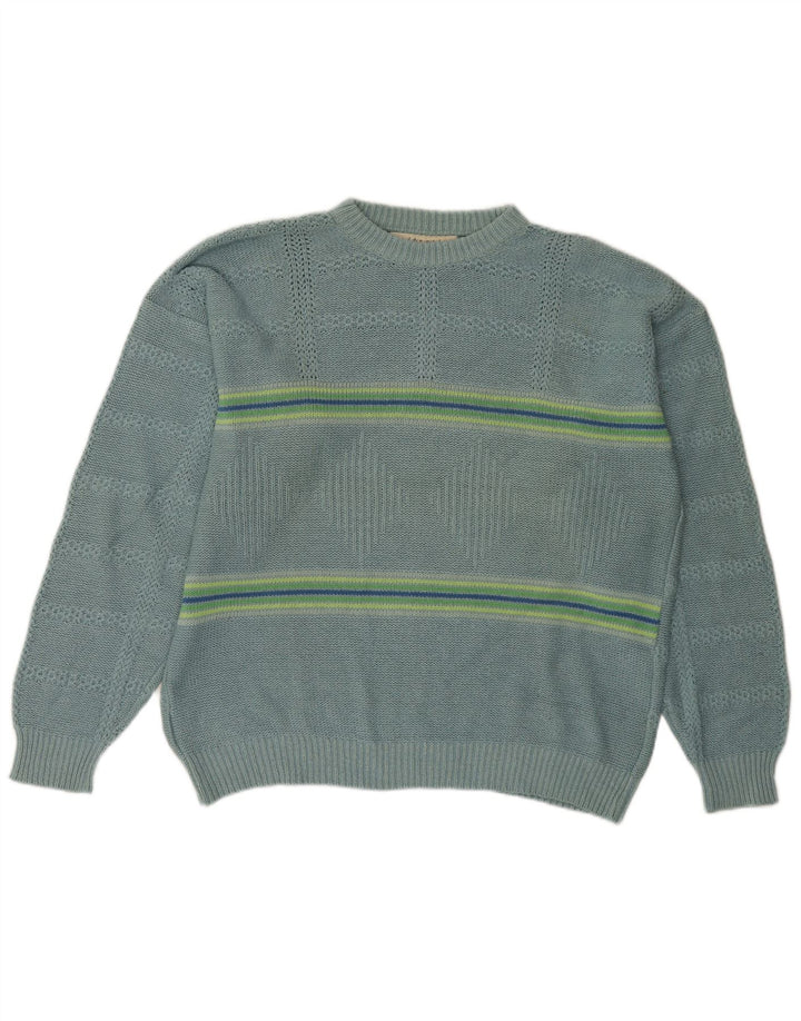 I Maschi Pull col rond pour homme IT 50 en soie rayée turquoise moyen