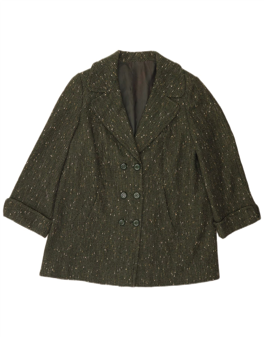 vintage Womens Overcoat UK 14 Grand Vert Moucheté