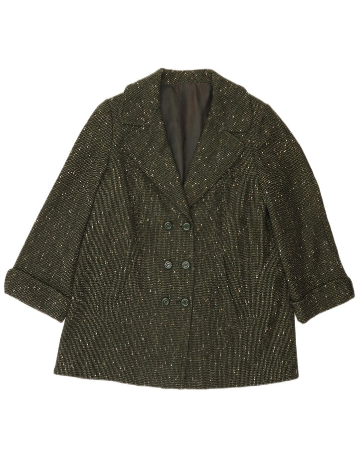 vintage Womens Overcoat UK 14 Grand Vert Moucheté