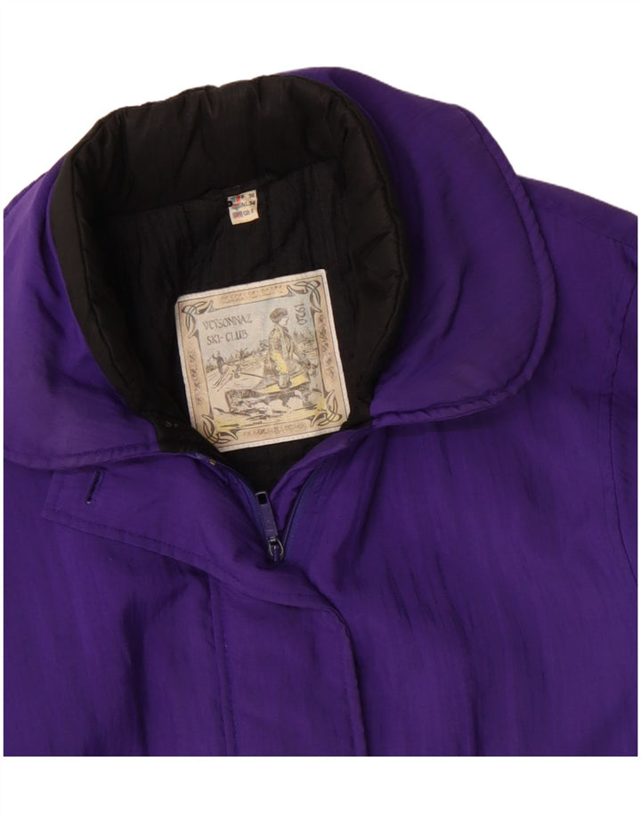 vintage Femme Veste de ski surdimensionnée UK 8 Petit Violet Polyamide Rétro