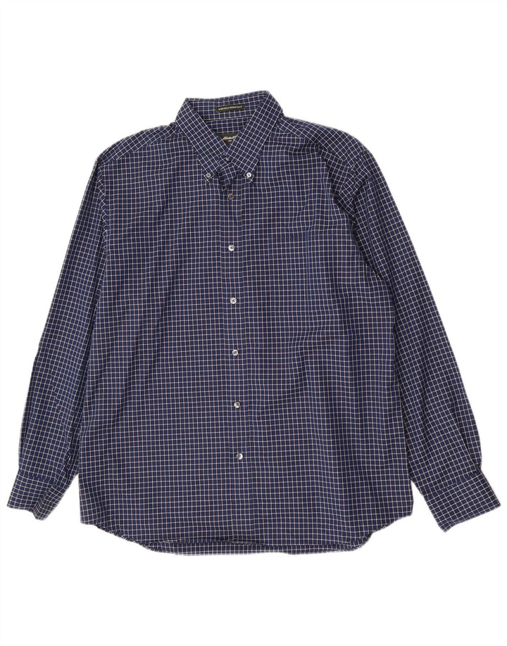 Eddie Bauer Chemise Homme Grand Carreau Bleu Marine Coton