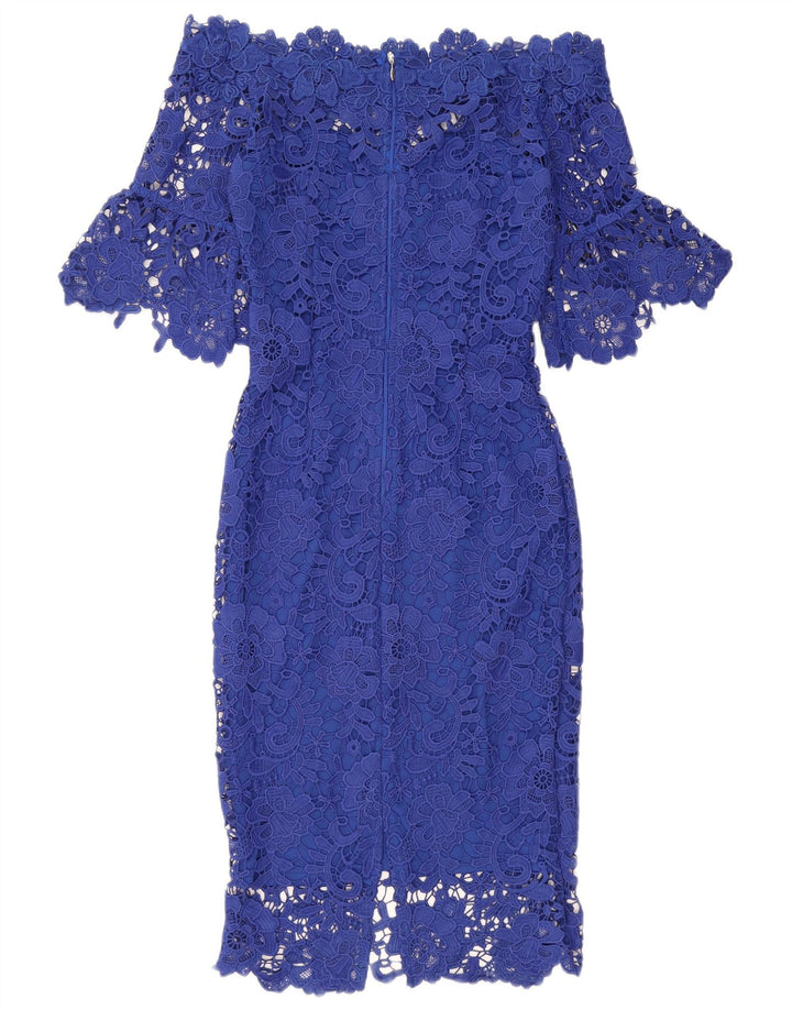 PAPER DOLLS Robe à épaules dénudées pour femme UK 8 Petit Bleu Floral Polyester