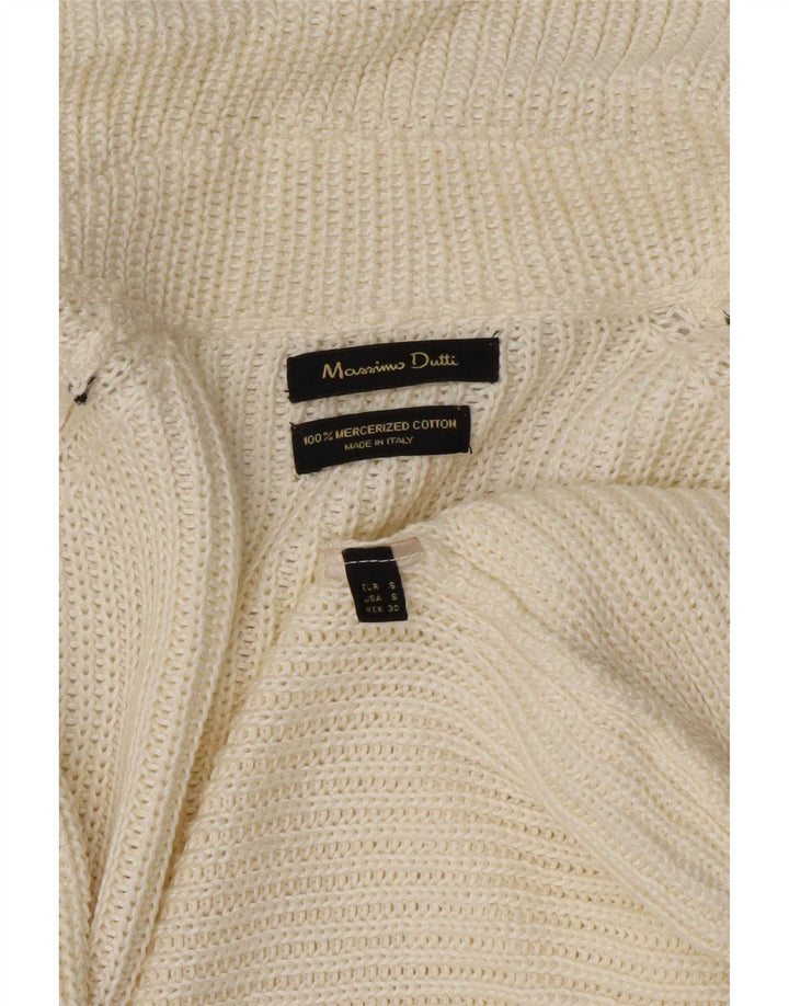 Massimo Dutti Pull cardigan ouvert long pour femme UK 10 Small Blanc cassé