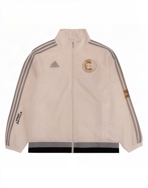Adidas Veste de survêtement graphique pour homme Large Blanc Colorblock Polyester