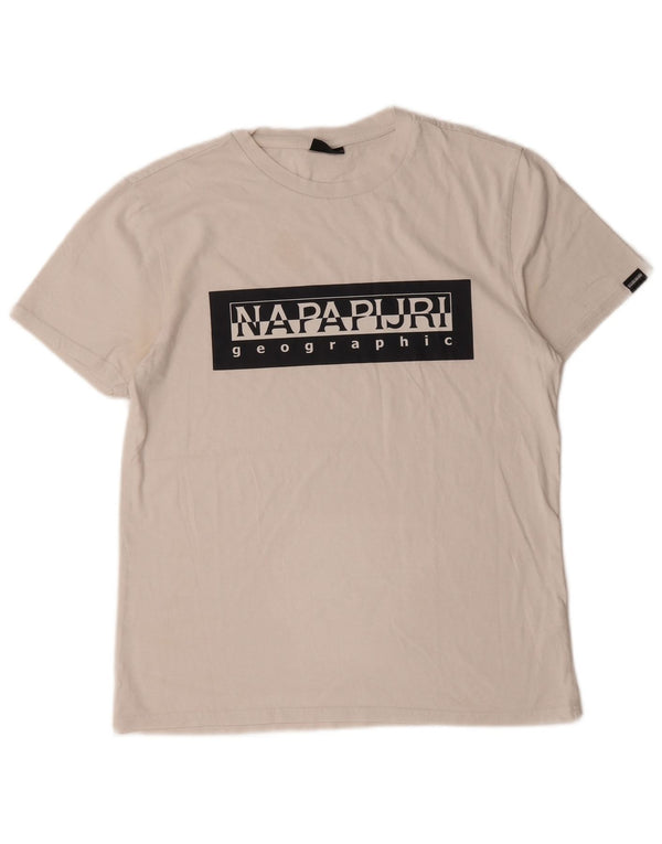 Napapijri Haut T-Shirt Graphique Geographic Homme Blanc Moyen Coton