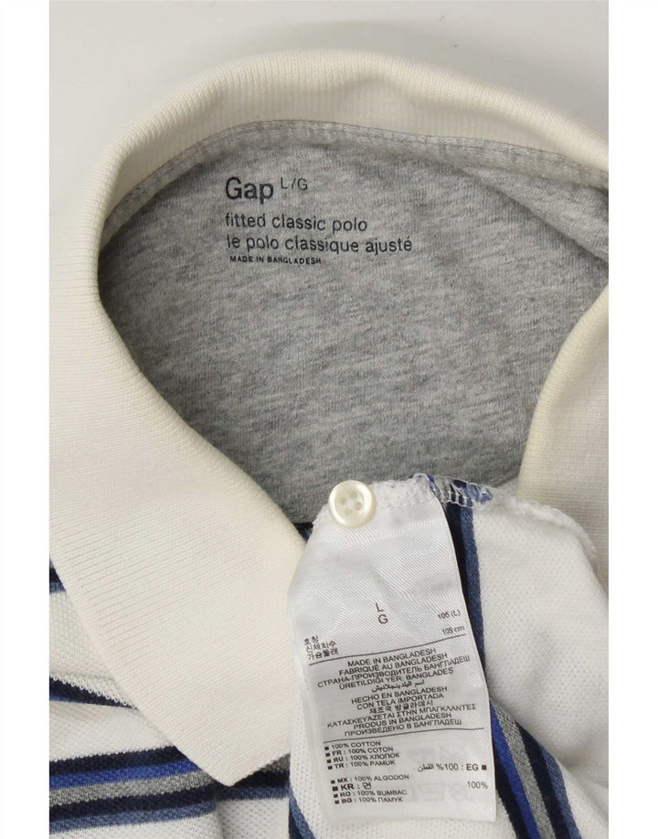 Gap Polo Homme Large Blanc Rayé Coton