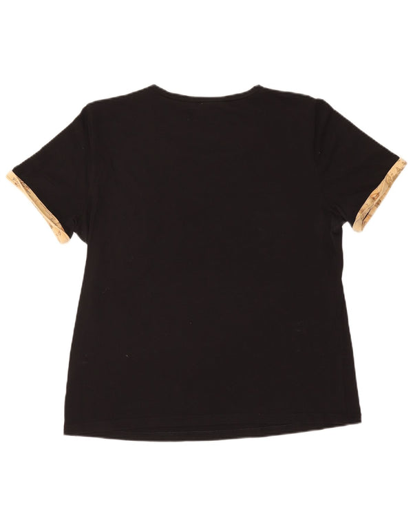 ALVIERO MARTINI Womens T-Shirt Top IT 48 XL Black Cotton