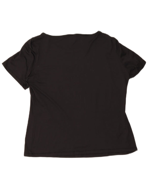 ELENA MIRO T-shirt graphique coupe slim pour femme UK 12 Noir moyen