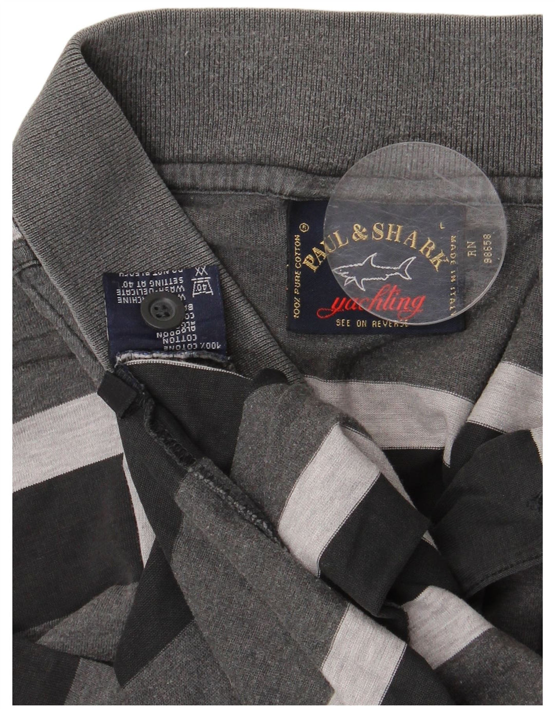 PAUL & SHARK Polo Yachting Homme Large Gris Rayé Coton