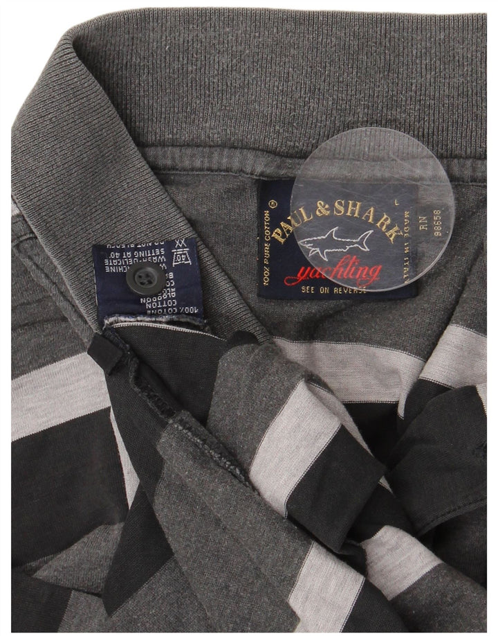 PAUL & SHARK Polo Yachting Homme Large Gris Rayé Coton