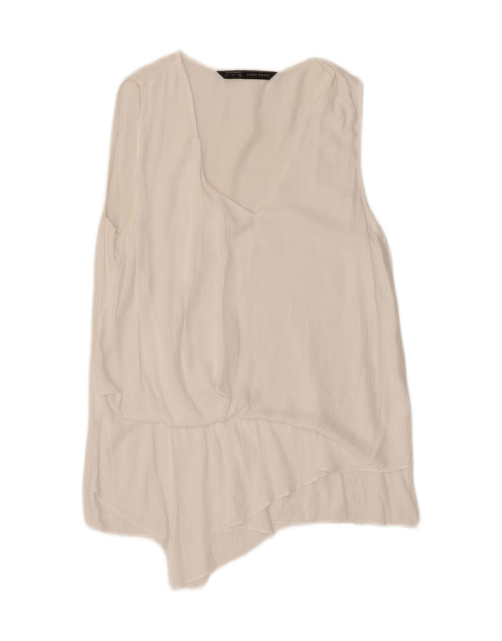Zara Chemisier sans manches pour femme UK 10 Petit Blanc