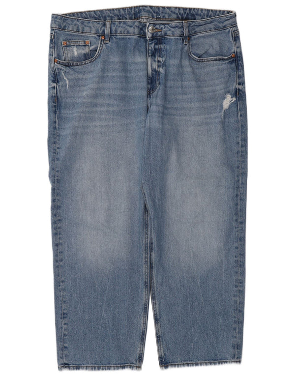 Marks & Spencer Jean court taille haute pour femme UK 18 XL W38 L27 Bleu
