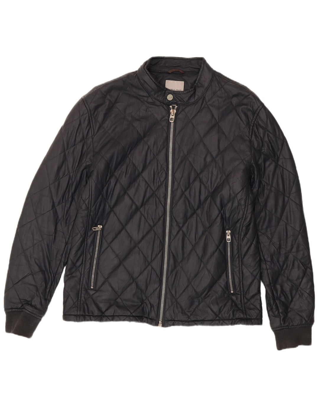 Zara Veste matelassée pour homme UK 42 XL Noir Polyester