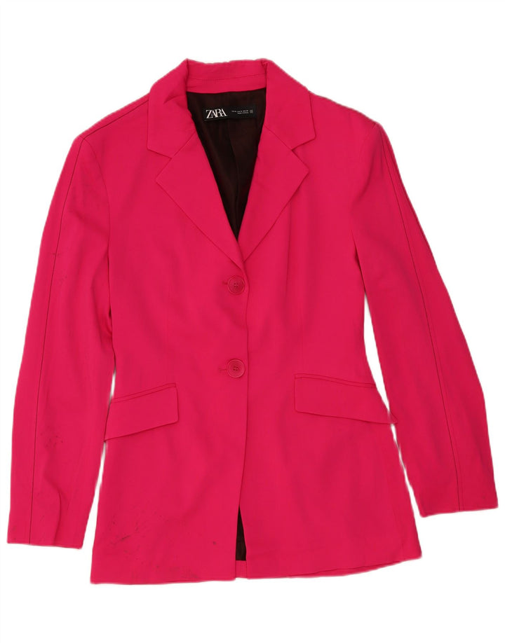Zara Veste Blazer 2 Boutons Femme UK 12 Viscose Rose Moyen
