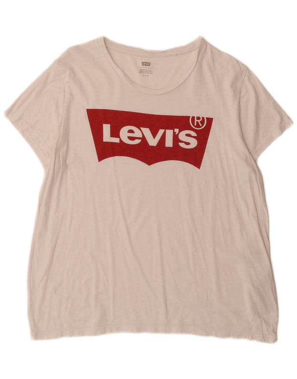 Levi's T-Shirt Graphique Femme UK 18 XL Blanc Coton