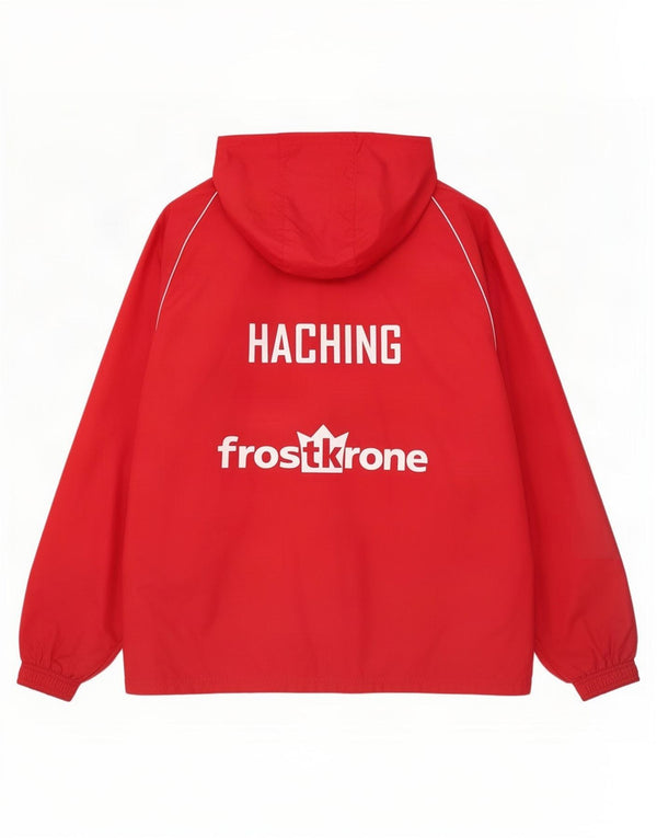 Adidas Veste de survêtement à capuche graphique pour homme en nylon rouge moyen