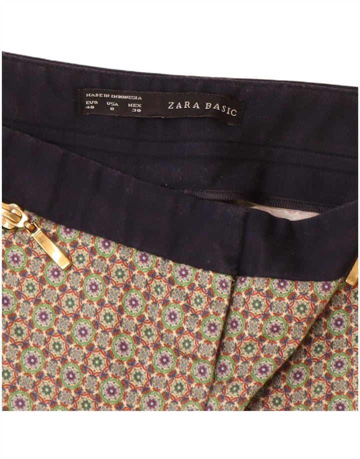 Zara Pantalon court pour femme EU 40 Medium W30 L24 Géométrique multicolore
