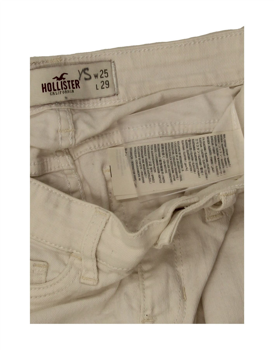 HOLLISTER Womens Slim Jeans W25 L29 White Cotton Vintage Hollister and Second-Hand Hollister from Messina Hembry 