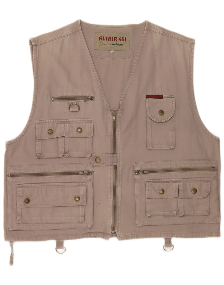 vintage Mens Utility Gilet UK 38 Gris Moyen