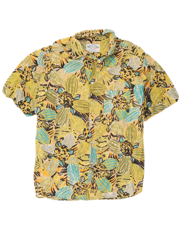 vintage Chemise à manches courtes pour hommes XL Jaune Floral