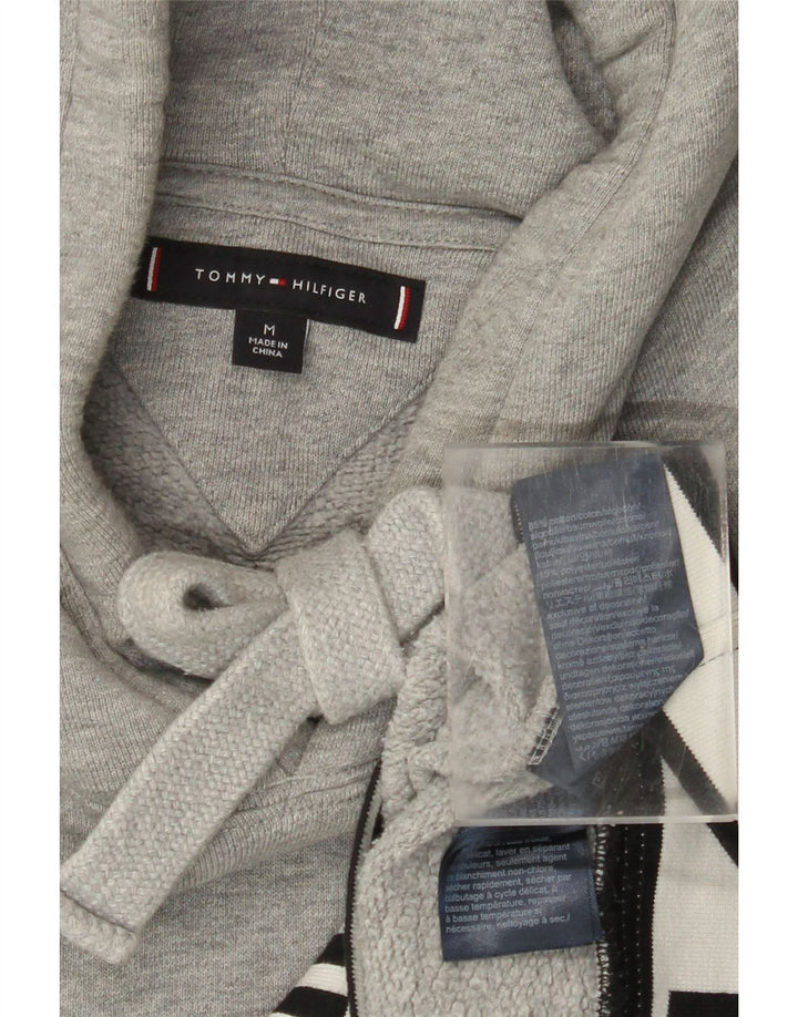 TOMMY HILFIGER Pull à Capuche Graphique Homme Gris Moyen Coton Colorblock