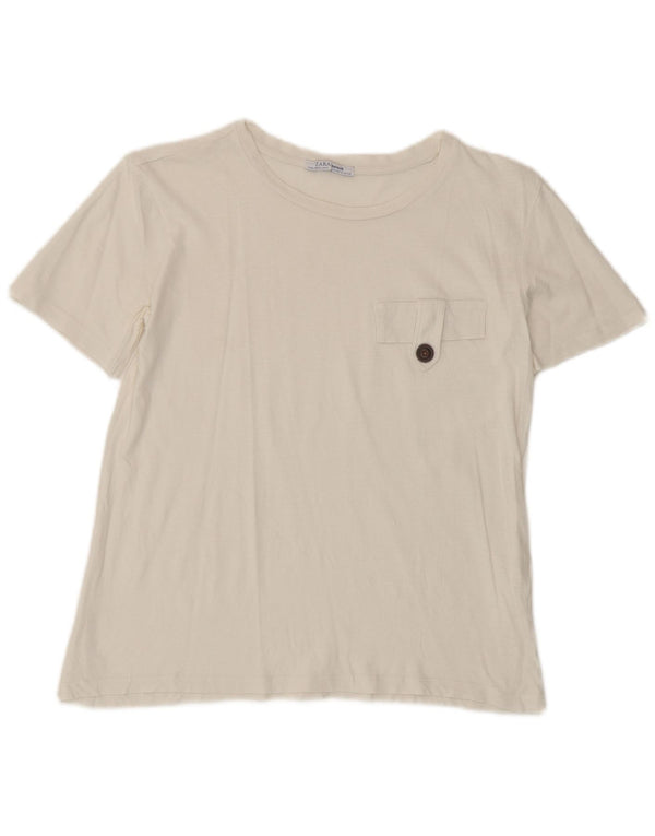 Zara T-Shirt Femme Top UK 10 Petit Blanc