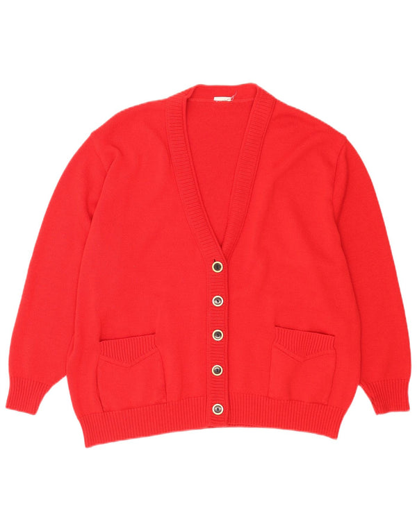 VINTAGE Pull cardigan surdimensionné pour femme UK 18 XL Rouge