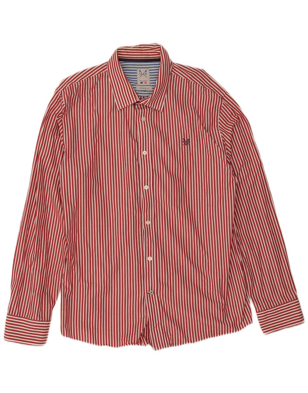 Crew Clothing Chemise coupe classique pour homme 2XL en coton à fines rayures rouges