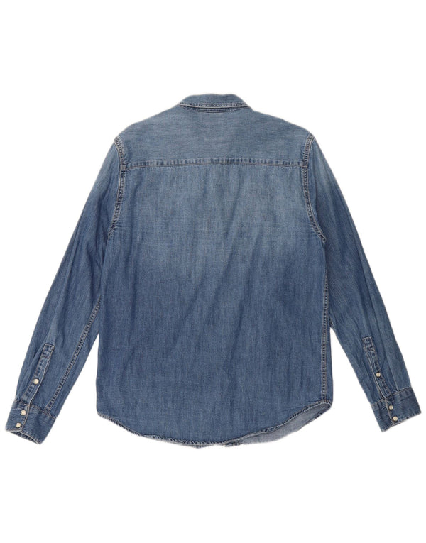Zara Chemise En Jean Coupe Relax Homme Bleu Moyen Coton