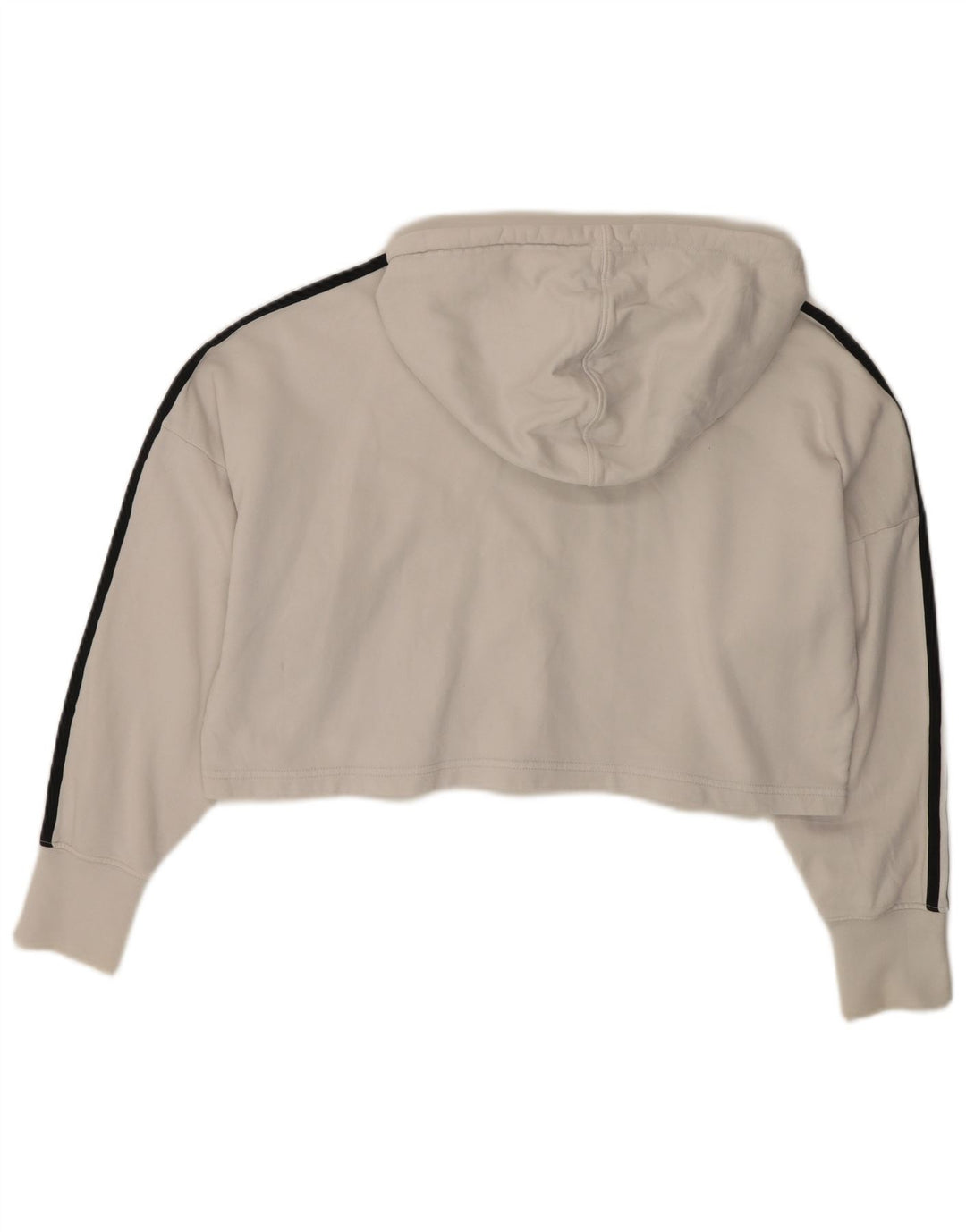 ADIDAS Pull à capuche court surdimensionné pour femme UK 8 Petit coton blanc