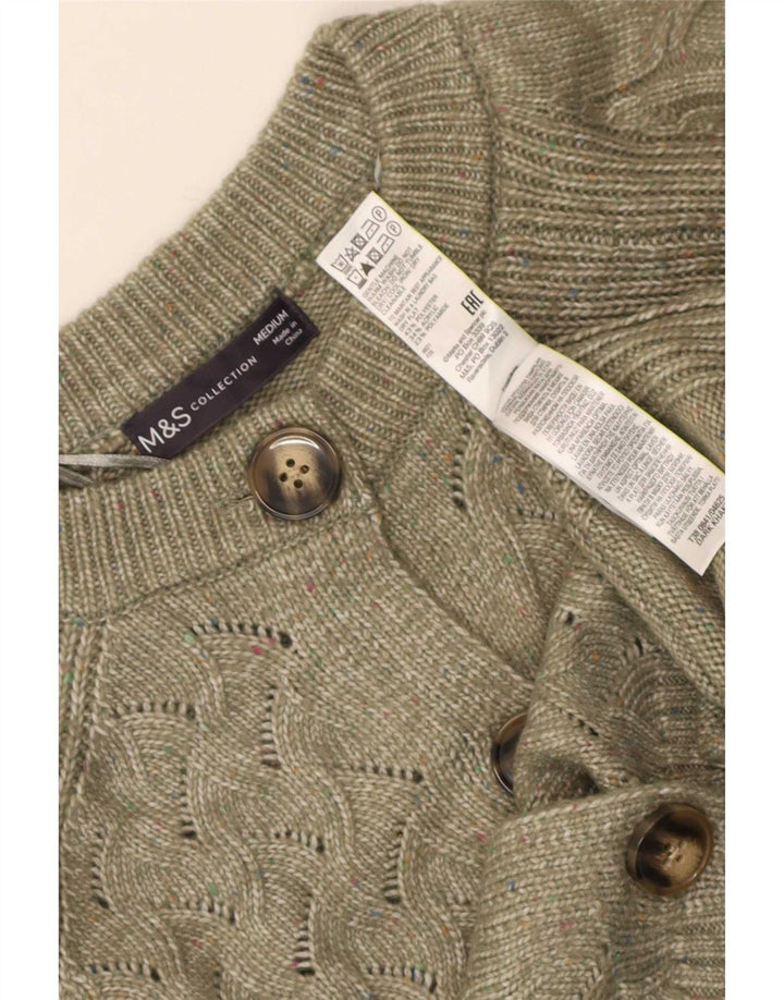 Marks & Spencer Pull Cardigan Femme UK 14 Kaki Moyen Polyester