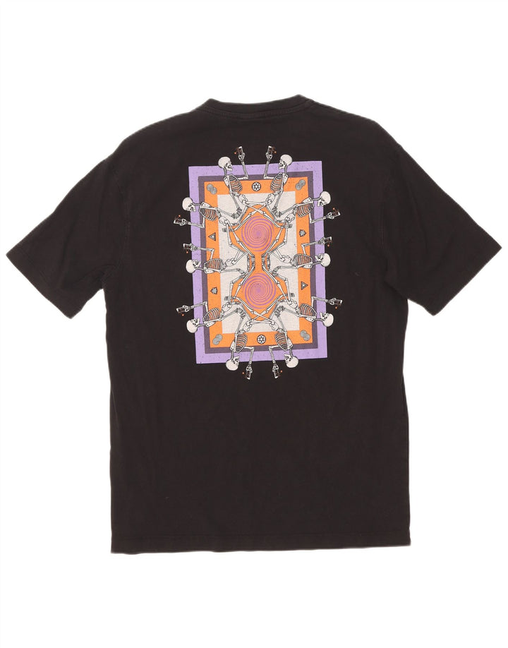 Zara Mens Graphic T-Shirt Top Petit Noir Coton