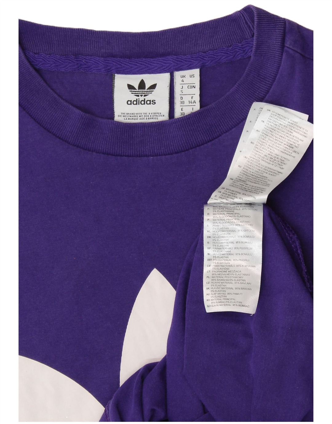 ADIDAS T-shirt graphique pour femme UK 4 XS Violet Coton