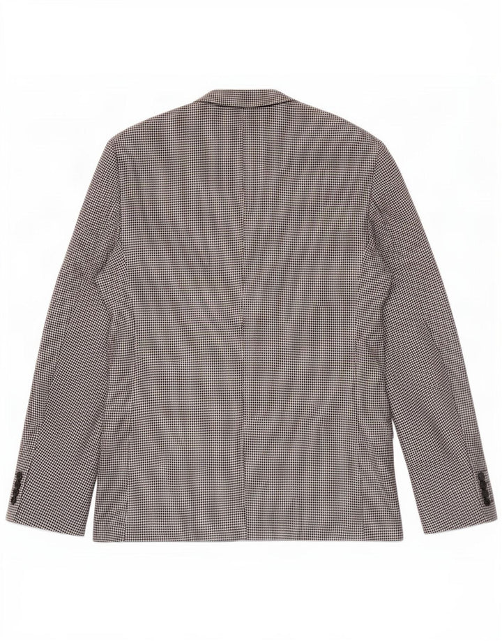 Zara Veste blazer à 2 boutons pour homme EU 52 Large pied-de-poule noir