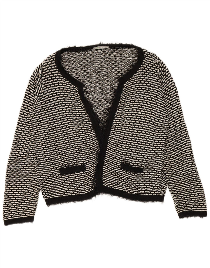 Marks & Spencer Pull cardigan ouvert pour femme UK 14 Large Noir Géométrique